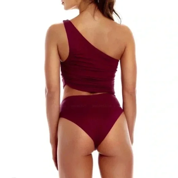 New Agua Bendita Trini One Piece Swimsuit Wine Red Large - Picture 3 of 9